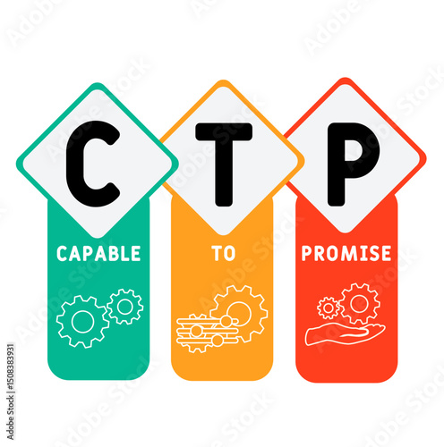 CTP - Capable to Promise acronym. business concept background. vector illustration concept with keywords and icons. lettering illustration with icons for web banner, flyer, landing