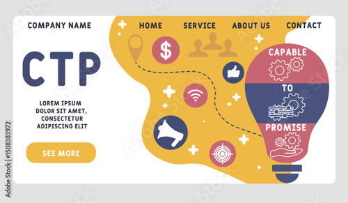 CTP - Capable to Promise acronym. business concept background. vector illustration concept with keywords and icons. lettering illustration with icons for web banner, flyer, landing