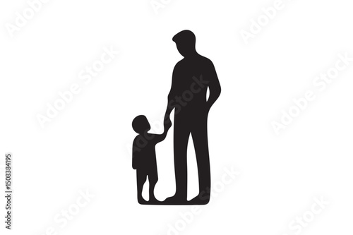 Father and son icon silhouette illustration with white background.