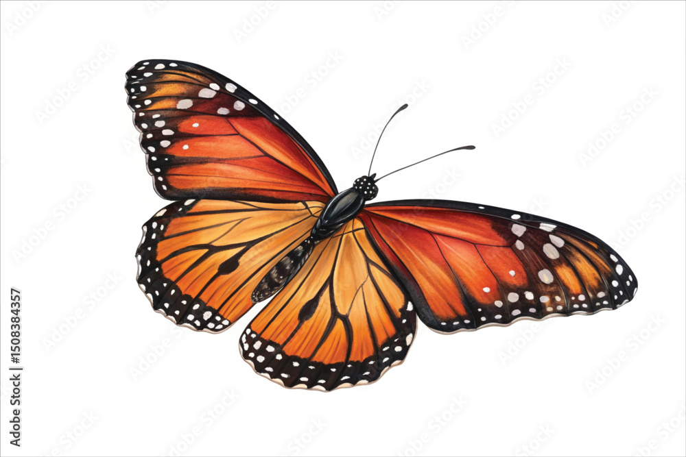 Fototapeta premium Colorful Monarch Butterfly Isolated on White Background