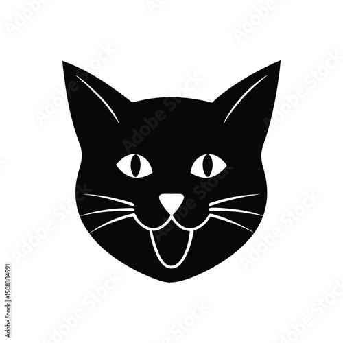 cat head with tongue out icon silhouette on white  (2).eps