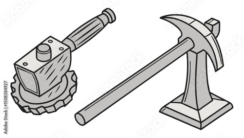 Two different gray tools one with a gear like bottom and one with a pick like top on a white backdrop