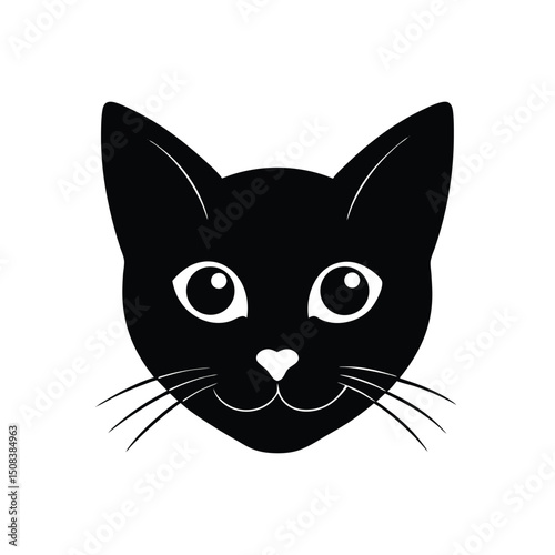 curious cat head icon silhouette on white backgrou (2).eps