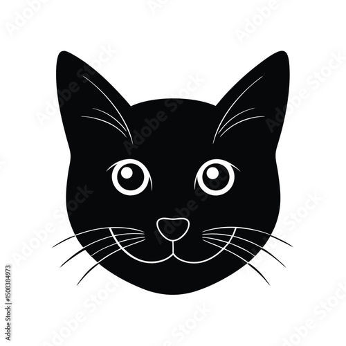 curious cat head icon silhouette on white backgrou.eps