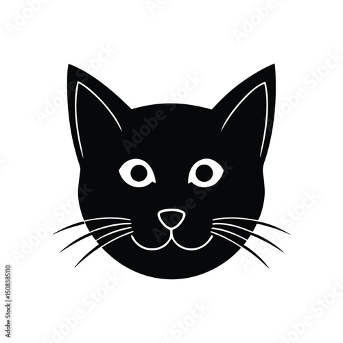 cute cat head icon silhouette on white background (3).eps