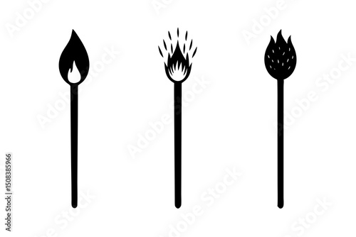 Flame and Fire Torch Icon, Igniting Burn, Flaming Energy Symbol