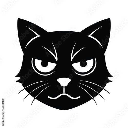 grumpy cat head icon silhouette on white backgroun (3).eps