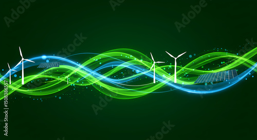 Wind Turbines and Solar Panels with Abstract Energy Waves
