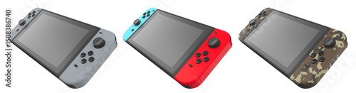 Realistic video game controllers console attached to mobile phone isolated on white background with clipping path