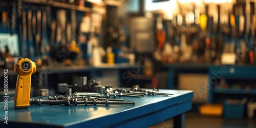 Mechanic's Workshop: Tools and Parts on a Workbench