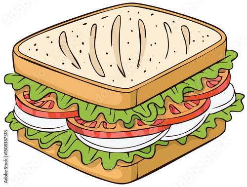 Cartoon Club Sandwich Illustration
