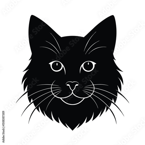 maine coon cat head icon silhouette on white backg (1).eps