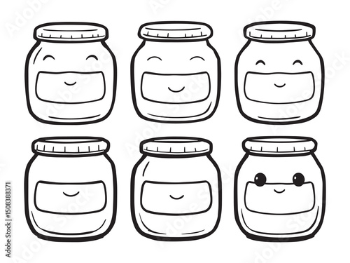 Baby food jars vector line art