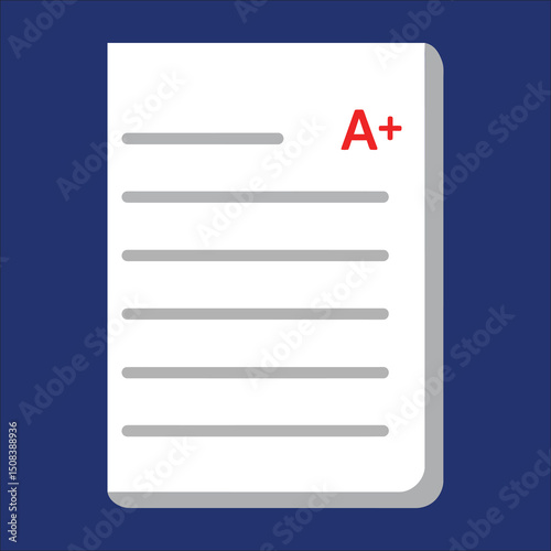 Vector Illustration A+ Grade Paper, Symbol of Academic Excellence