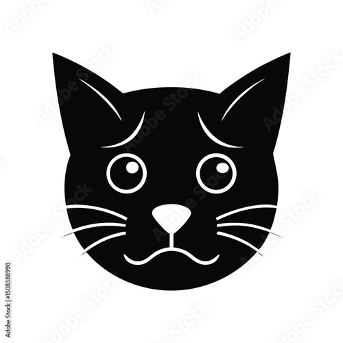 sad cat head icon silhouette on white background (3).eps