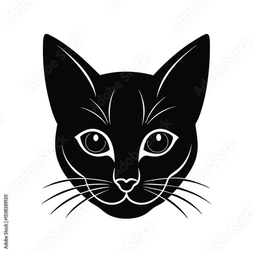 short haired cat head icon silhouette on white bac (2).eps