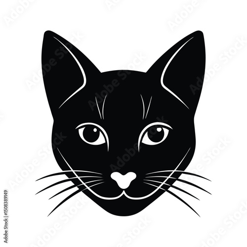 short haired cat head icon silhouette on white bac (3).eps
