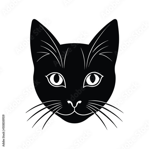 short haired cat head icon silhouette on white bac (1).eps