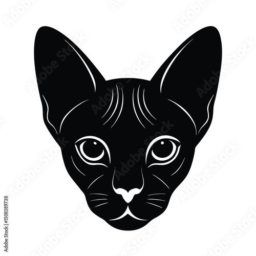 sphynx cat head icon silhouette on white backgroun (3).eps