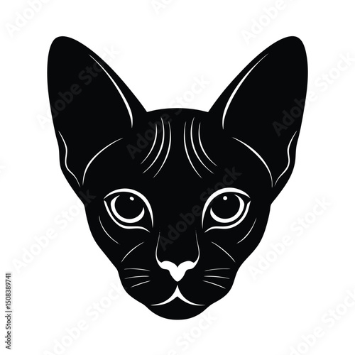 sphynx cat head icon silhouette on white backgroun (2).eps