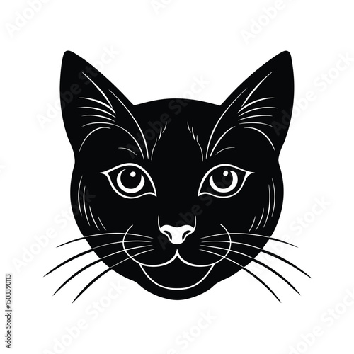 vintage style cat head icon silhouette on white ba (3).eps