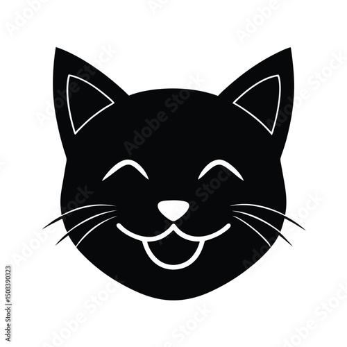 winking cat head icon silhouette on white backgrou.eps
