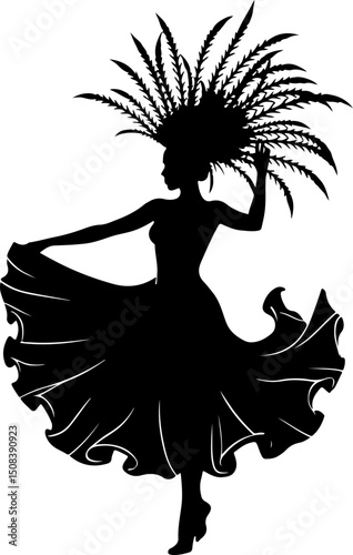 Samba Dancer with Feather Headdress vector design