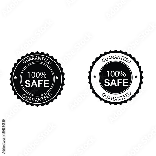 100% Save Stamp, 100% Safe Sticker, High Quality isolated on white background safe guaranteed product 