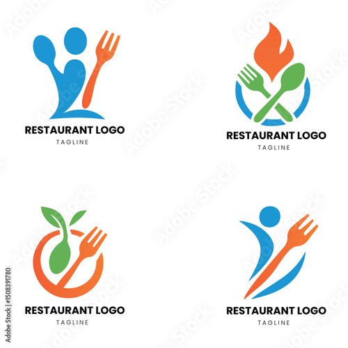 Collection of modern restaurant logo template