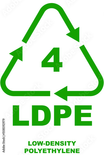 Green recycling code icon for type 4 plastic, LDPE (low-density polyethylene). The icon includes the recycling symbol and the corresponding acronym.