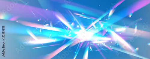 Abstract refraction glow effect on black background. Set Rainbow crystal light leak flare reflection effect. Transparent refraction elements. PNG