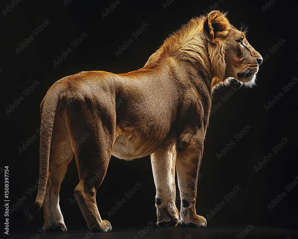 Obraz premium lion on black background