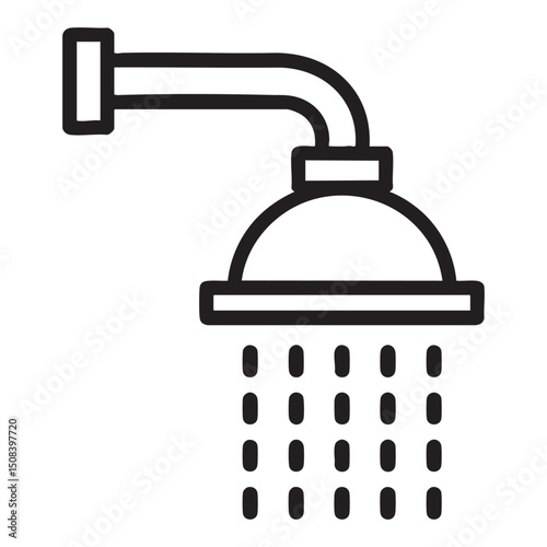 Shower Head Icon With Water Drops Representing Bathroom Hygiene Clean Washing Plumbing Fixture Spray Flow Stream Sanitary Equipment Symbol