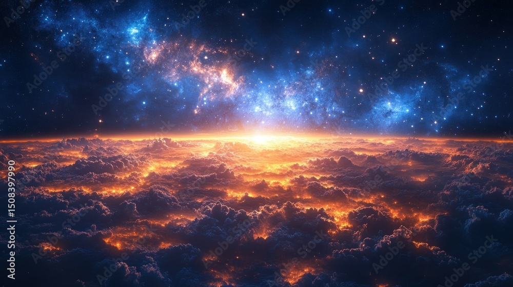 Obraz premium Sunrise over celestial cloudscape