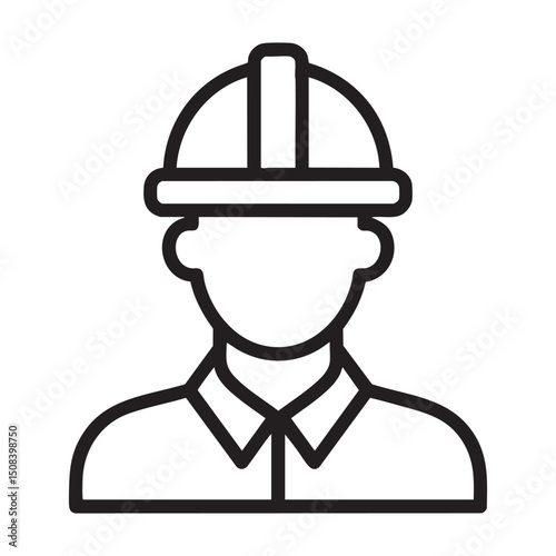 Construction Worker Icon With Hard Hat Representing Labor Engineer Builder Safety Site Job Industry Professional Occupation Work Helmet Tool
