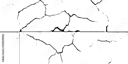 Detailed Grunge Texture with Surface Cracks and Weathering – Isolated on White Background for Use in Visual Design Projects.Cracked Grunge Texture on White Background.