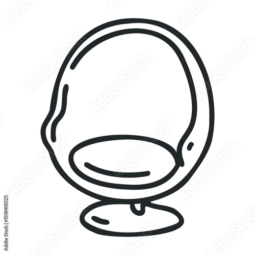 Modern minimalist egg chair icon with smooth curves – stock vector icon in line drawing style