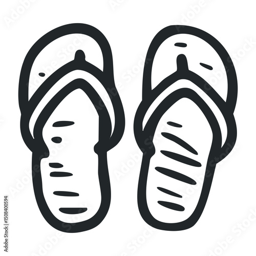 Simple flip-flops sketch icon with minimalistic design – stock vector icon in line drawing style