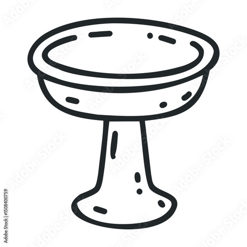 Simple outline of a decorative pedestal bowl with elegant details – stock vector icon in line drawing style