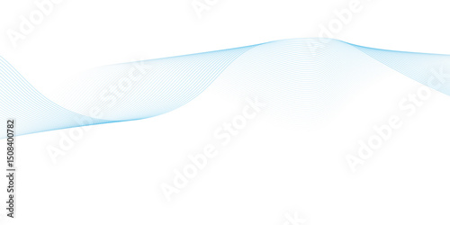 Abstract wave element for design. Digital frequency track equalizer. Stylized line art background. Vector illustration. Wave with lines created using blend tool. Curved wavy line, smooth stripe. 