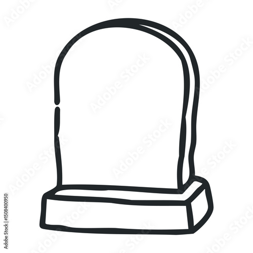 Sketch of a simple empty headstone – stock vector icon in line drawing style