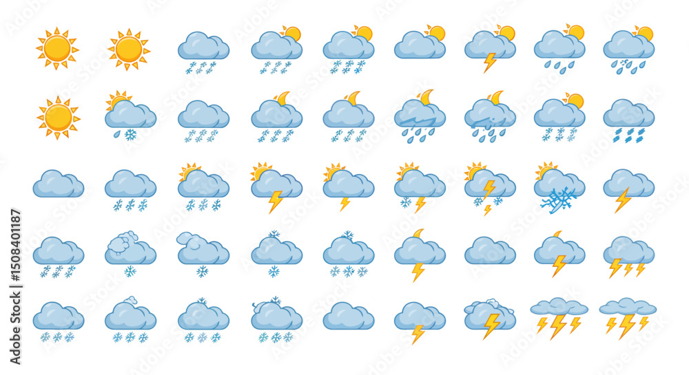 Obraz premium weather colour icon set