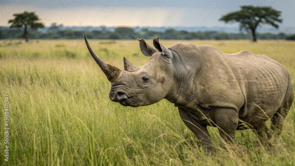 Obraz premium white rhino in the wild