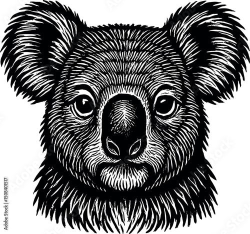 Koala Face vector black silhouette print design for T-Shirt