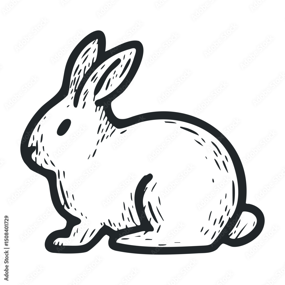 Obraz premium Illustrated outline of a rabbit in profile – stock vector icon in line drawing style