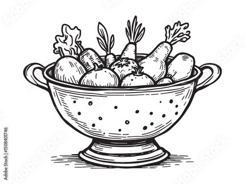 Colander line art vector