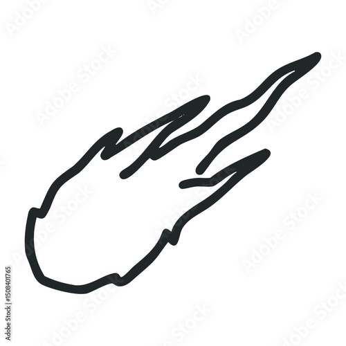 Simple black outline of a shooting star with flame trail – stock vector icon in line drawing style