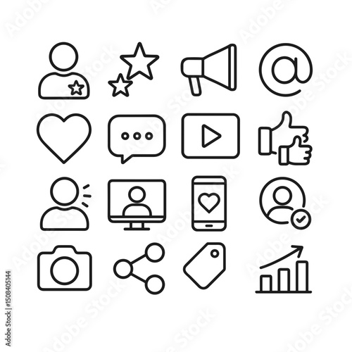 Thin Line Style Modern Communication Interface Icon Set for Web and Mobile