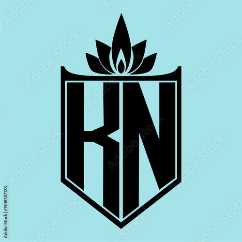 KN Logo with Elegant Crown Symbol and Shield