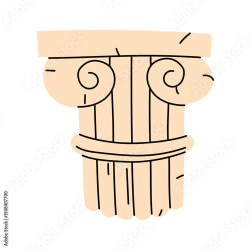 Part of the column of ancient Greek architecture is capital, volute. Archaeological finds, excavations, evidence of human. It is suitable for scientific, museum, archeology, anthropology, history.